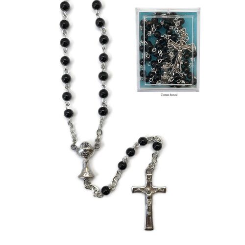 Communion Rosary Boxed - Black