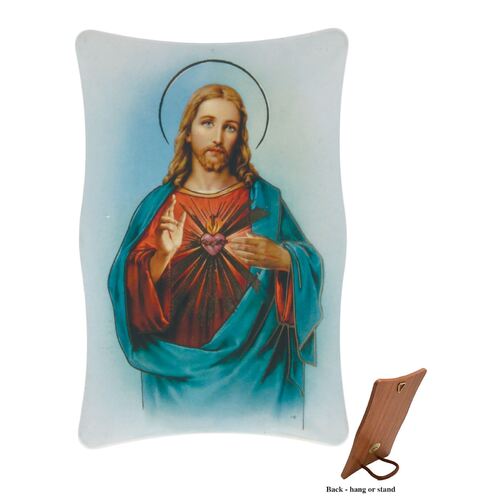 Plastic Plaque- Sacred Heart Jesus (110x70mm)