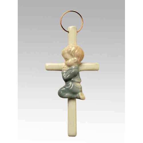 Porcelain Cross Boy Praying