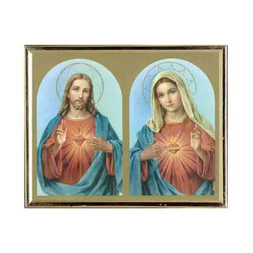 Gold Frame Sacred Heart Jesus/Sacred Heart Mary