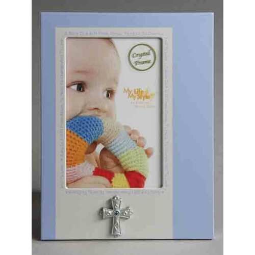 Baby Frame with Cross - Blue