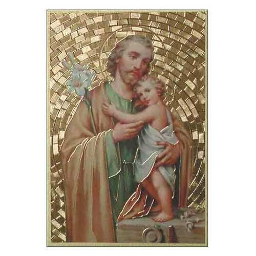 Wood Plaque Gold - St Joseph (105x155mm)