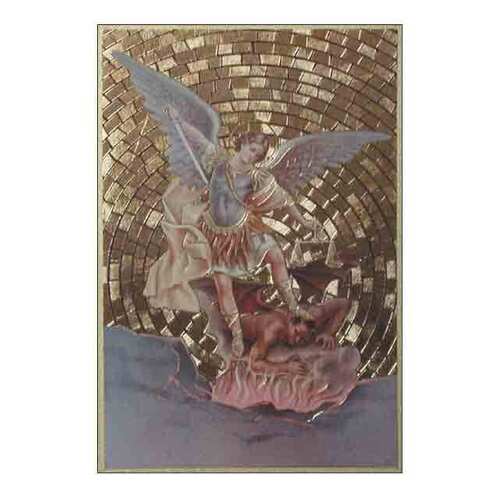 Wood Plaque Gold - St Michael (105x155mm)