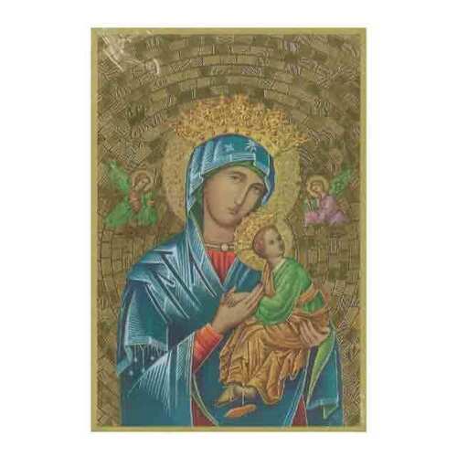 Wood Plaque Gold - Our Lady Of Perpetual Help (105x155mm)
