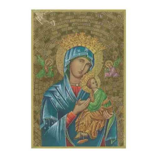 Wood Plaque Gold - Our Lady Of Perpetual Help (105x155mm)