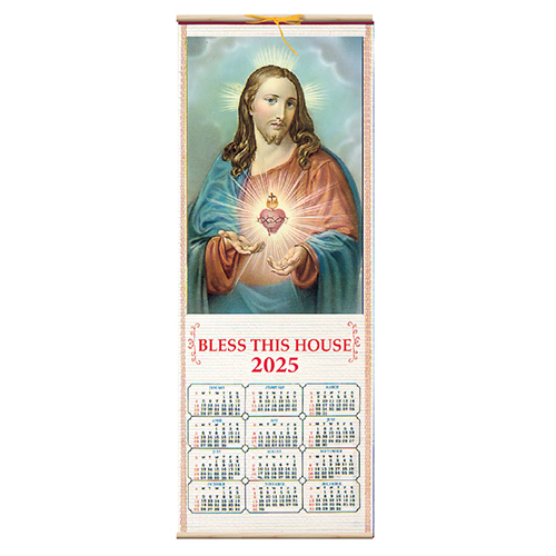 2025 Wood Scroll Calendar - Sacred Heart Jesus 