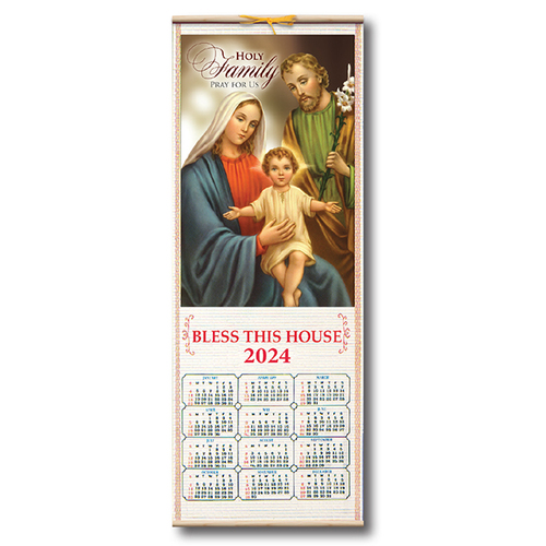2024 Wood Scroll Calendar - Holy Family | Gatto Christian Shop