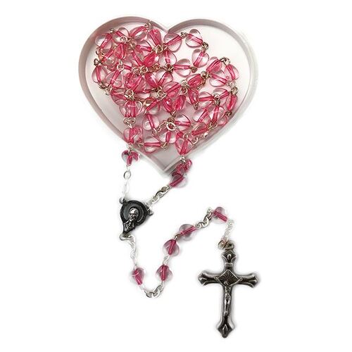Heart Shaped Rosary - Pink