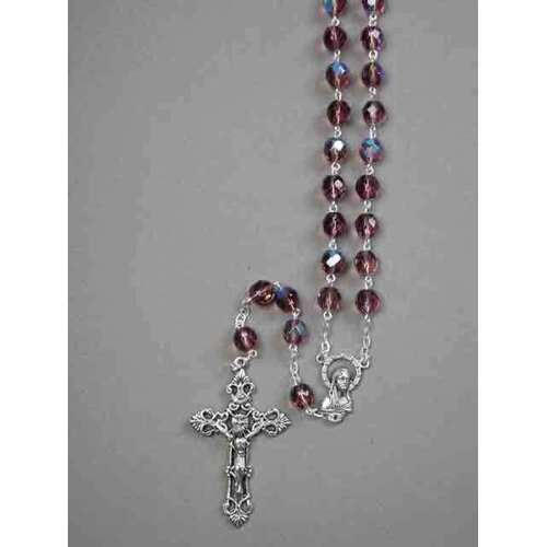 Rosary Crystal Amethyst Aurora Borealis - 8mm Beads
