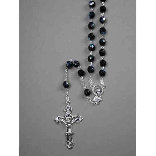 Rosary Crystal Black Aurora Borealis - 8mm Beads