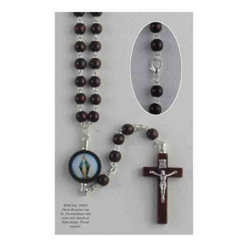 Rosary Necklace Dark Wood Miraculous - 6mm Beads