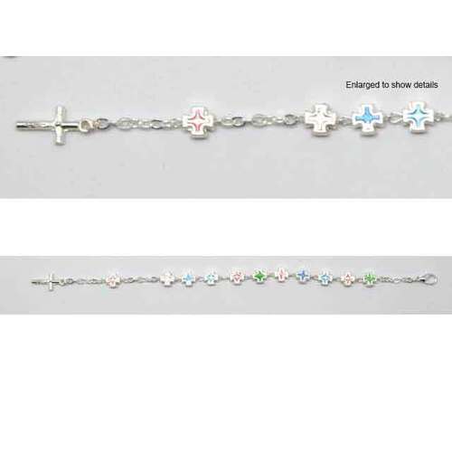 Rosary Bracelet Coloured  Crosses - 7mm Beads