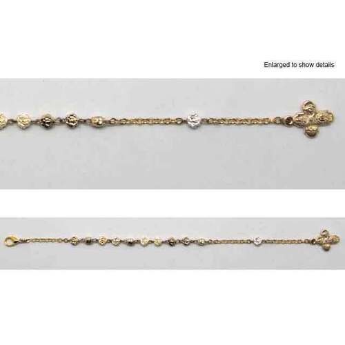 Rosary Bracelet Gold Roses - 3mm Beads