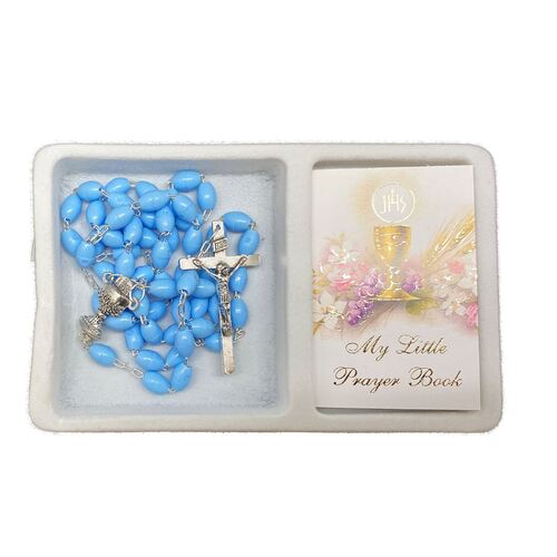 Communion Rosary Boxed Blue with Prayer Book