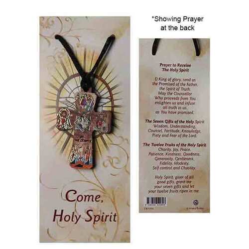 Necklace Holy Spirit Wood Cross on Cord