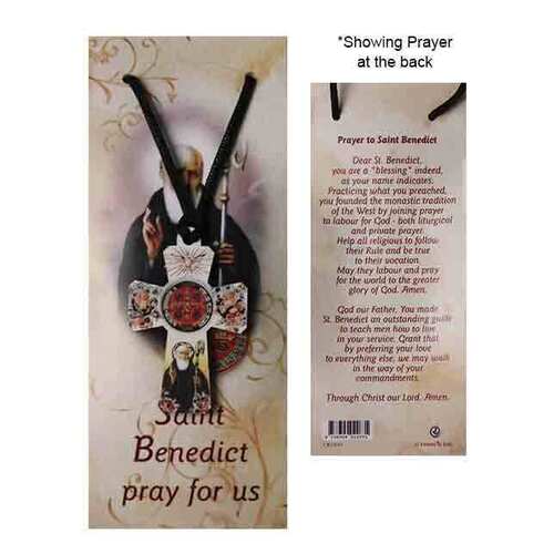 Necklace St Benedict Wood Cross on Cord