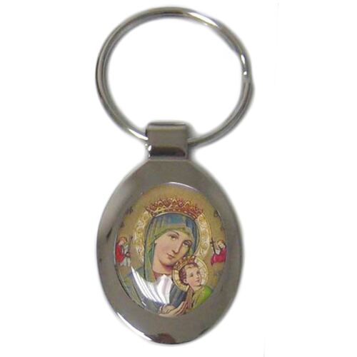 Keyring Silver Oval Our Lady Of Perpetual Help