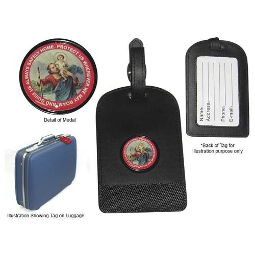 Luggage Tag St Christopher - Black