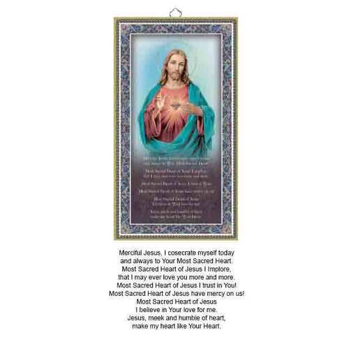 Wood Plaque Sacred Heart Jesus with Prayer-(125x225mm)