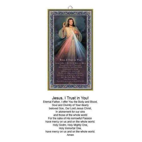 Wood Plaque with Prayer - Jesus I Trust In You- ( 125x225mm)