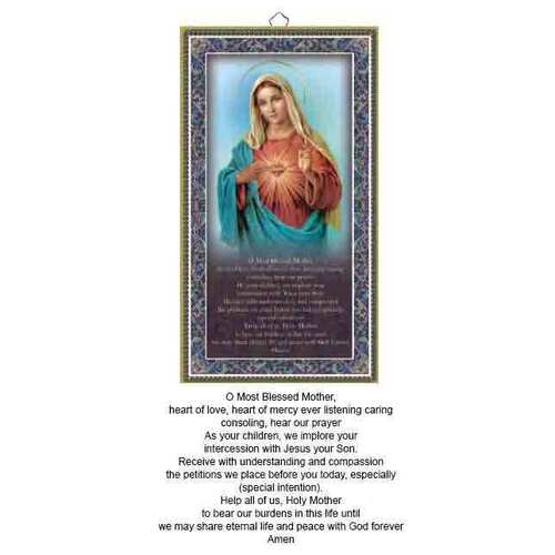 Wood Plaque with Prayer - O Most Blessed Mother-(125x225mm)-