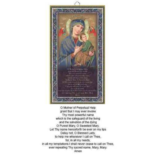 Wood Plaque with Prayer - Our Lady Of Perpetual Help (125x225mm)