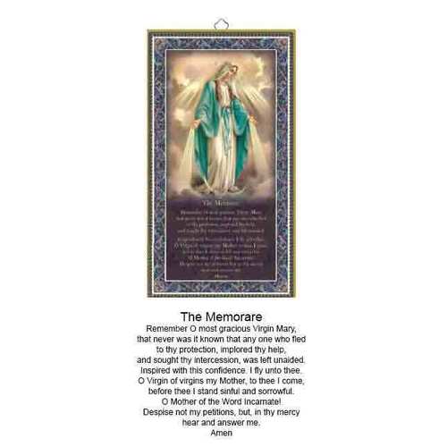 Wood Plaque with Prayer - Memorare - (125x225mm)