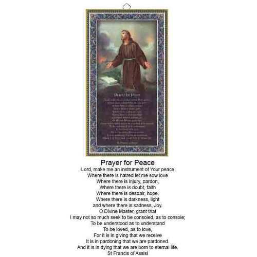 Wood Plaque with Prayer -St Francis - (125x225mm)