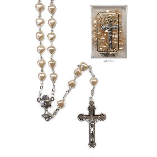 Communion Heart Shape Bead Rosary