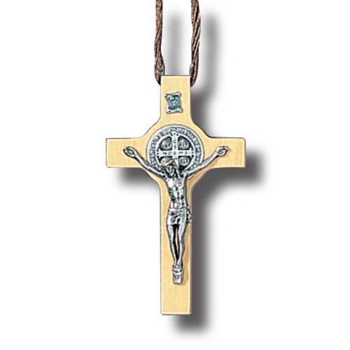 St Benedict Crucifix Light Wood - 80 x 45mm