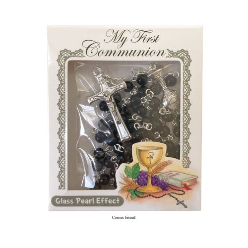 First Communion Rosary Black