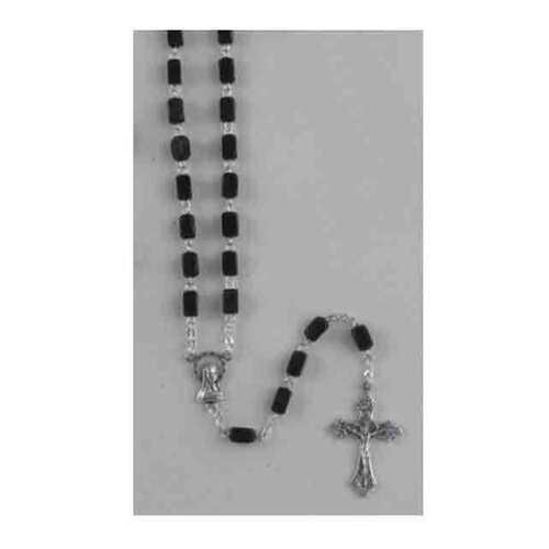Rosary Wood Black Rectangular - 5mm Beads