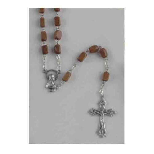 Rosary Wood Brown Rectangular Bead - 5mm Beads
