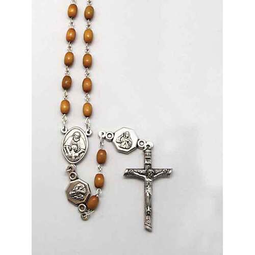 Rosary Wood Brown with SHJ/Padre Pio Mysteries - 6mm Beads