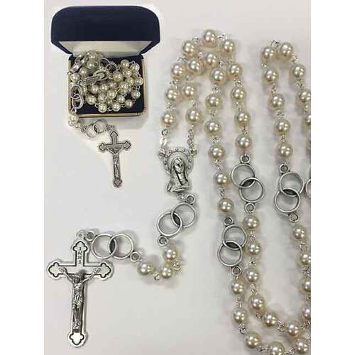 Rosary Imitation Mother of Pearl Wedding Pearl - 7mm Beads 