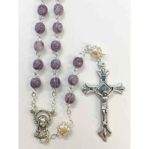 Rosary Amethyst Glass Precious Stone Look - 6mm Beads