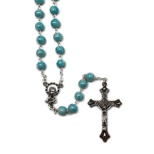Glass Rosary Blue