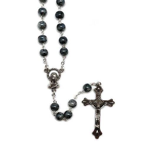 Glass Rosary Black (Grey)