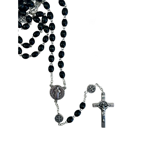 Rosary Wood (Black) St Benedict - 7mm Beads