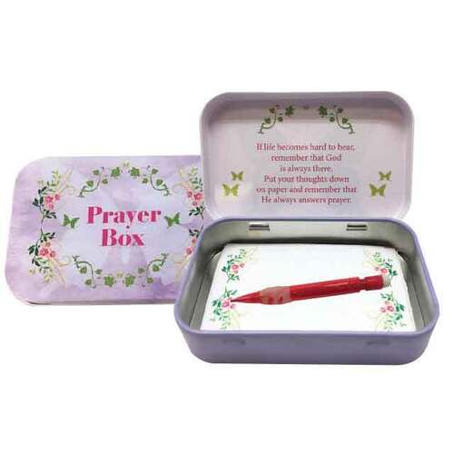 Tin Prayer Box with Notes - Butterfly