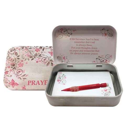 Tin Prayer Box with Notes Floral Gatto Christian Shop
