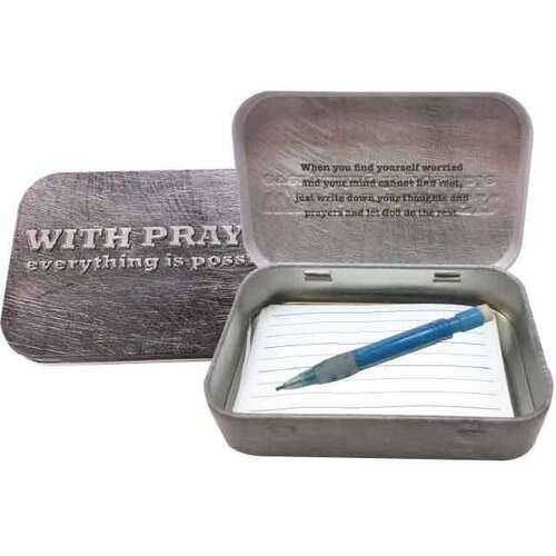 Tin Prayer Box with Notes - Metal
