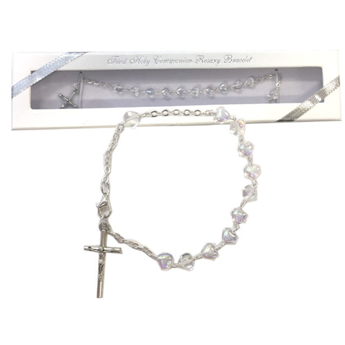 Communion Bracelet Glass Heartshaped - 5mm Beads