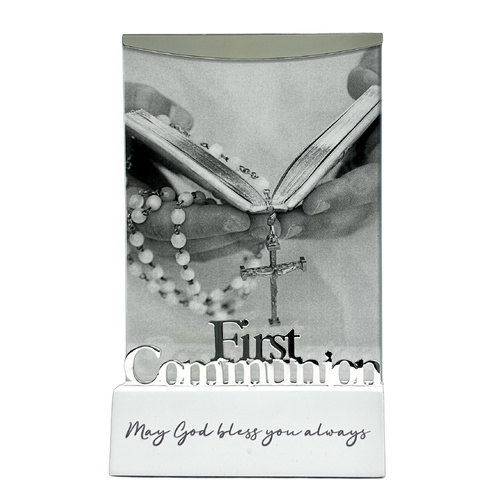 First Communion Wood Base Glass Frame
