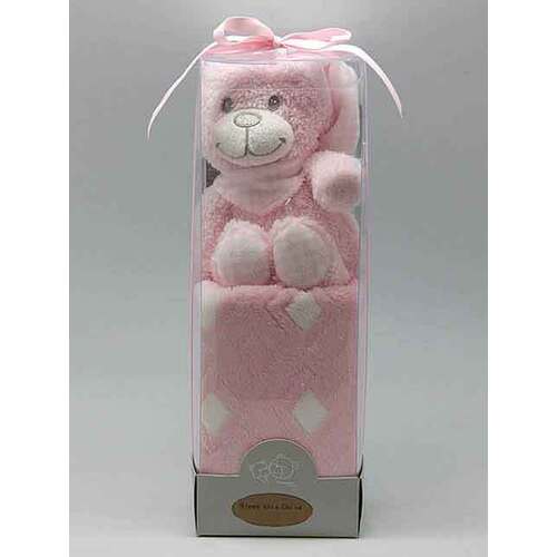 Plush Set - Pink Bear With Blanket