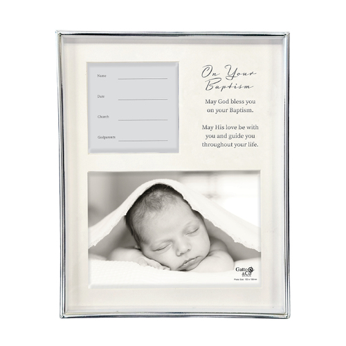 Silver Baptism Photo Frame w/Record