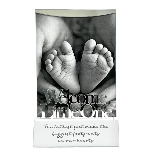 Welcome Little One Wood Base Glass Frame