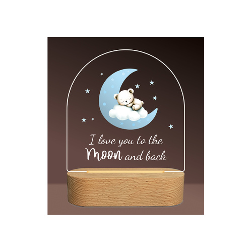 Night Light LED - Moon and Back Blue
