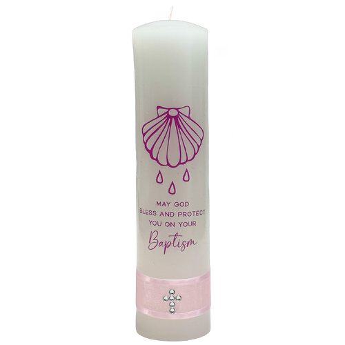 Baptism Candle for Baby Girl - Shell