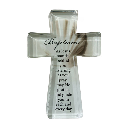 Glass Standing Cross - Baptism